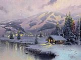 Thomas Kinkade Olympic Mountain Evening painting